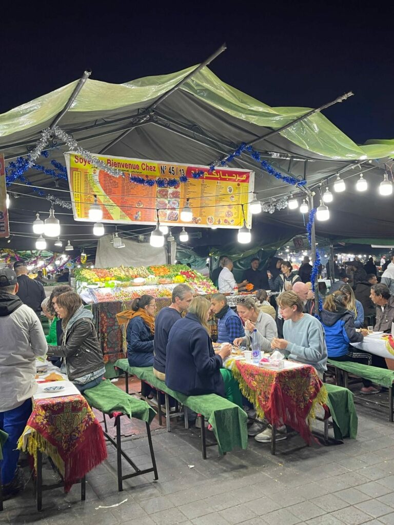 Marrakech food stalls in Jamaa El fena square