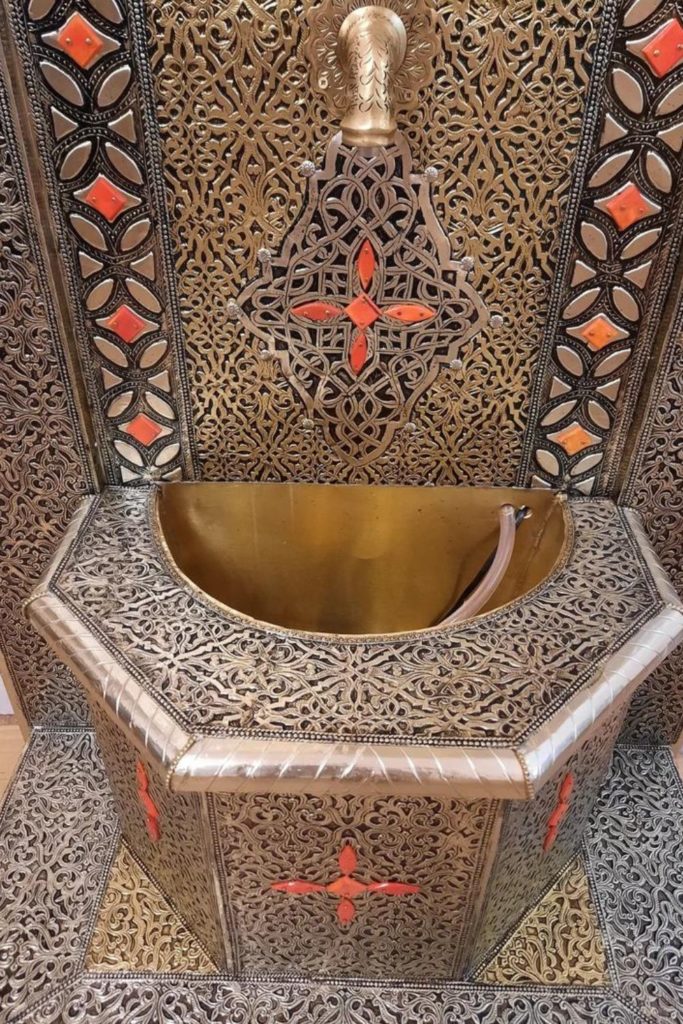 moroccan fountain brass plated