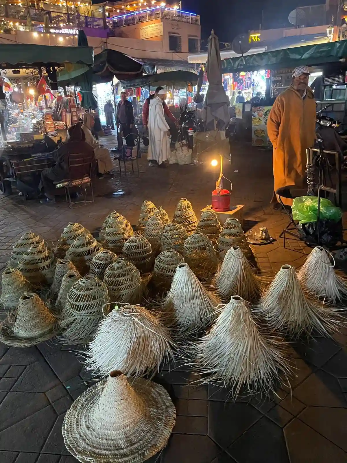 Moroccan artisanal lightshades sold in Marrakech market